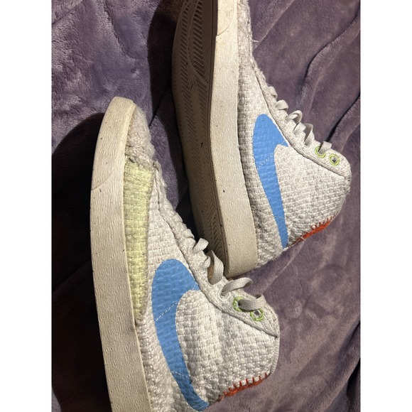 Nike Blazer Mid 77 NN Woven Hemp White Blue Orange Sneakers Size 9 DV2172-100 - Picture 1 of 6